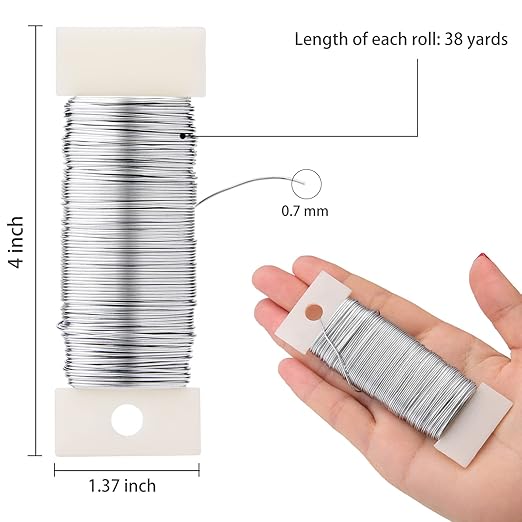 Hapeper 22 Gauge Floral Flexible Wire for Christmas Wreath Tree, Flower Arrangements, 3 Pack 114 Yards (Silver)