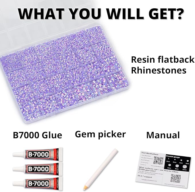 33000Pcs Lavender Rhinestones for Bedazzling, Mixed Sizes 2-6mm Bedazzler Kit - Image 2