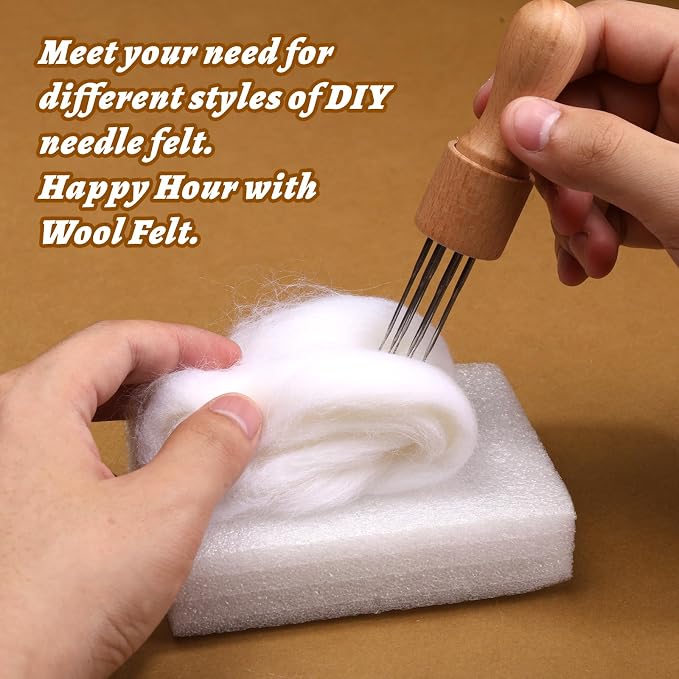 7.02oz Wool Roving, Needle Felting Wool White Roving Wool Felting Supplies - Image 6