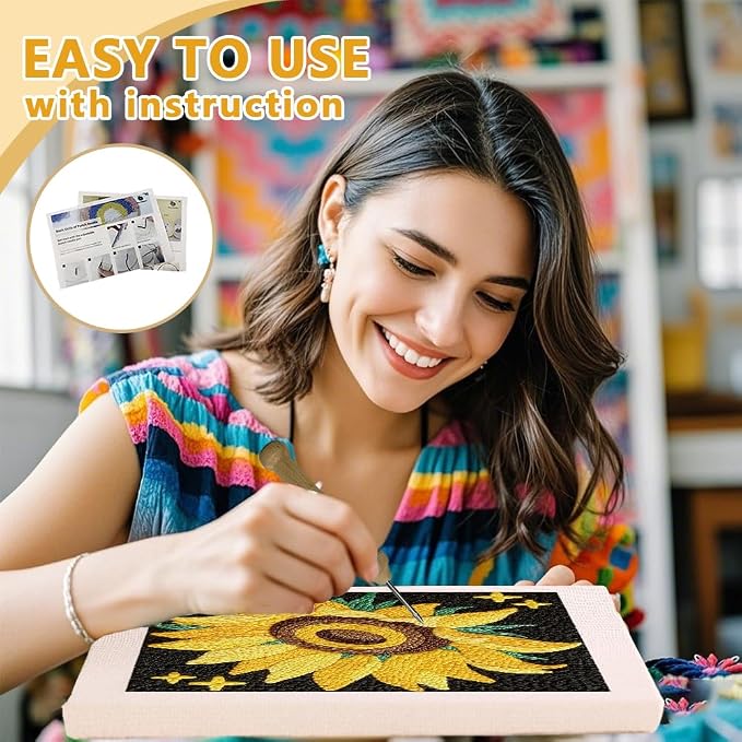 Doodlream Sunflower DIY Punch Needle Embroidery Kit - Image 3