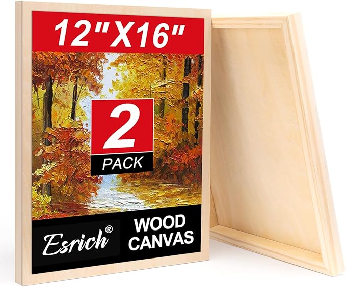 ESRICH 12x16 Inch Wood Panels for Painting, 2 Pack Craft Wood Canvas Boards by ESRICH