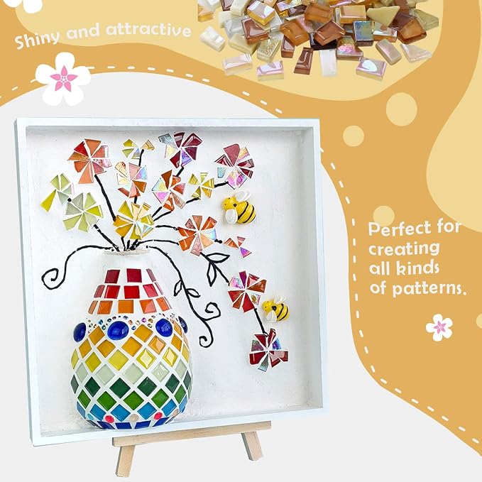 LITMIND 1.1LB Brown Mixed Irregular Glass Scraps Mosaic Tiles - Image 3