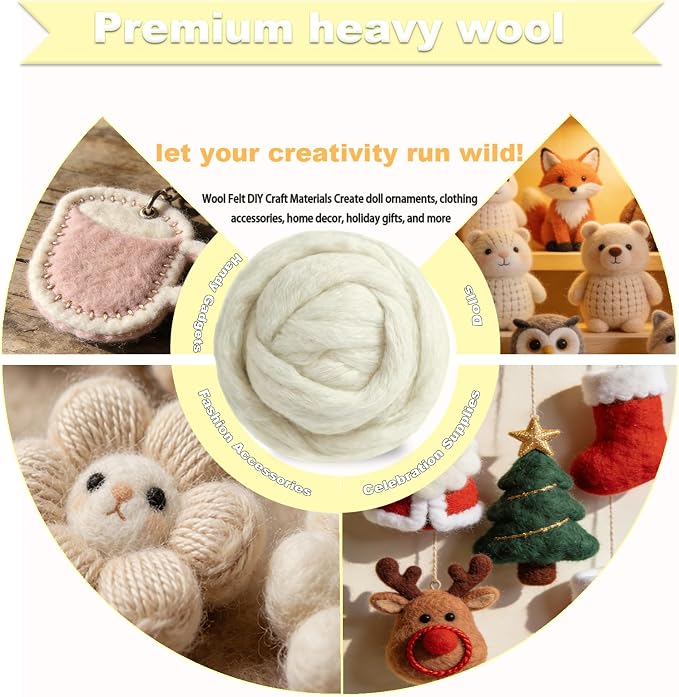 Wool Roving-3.5oz Needle Felting Wool, Soft Multi-Color Wool Fiber, Perfect - Image 3