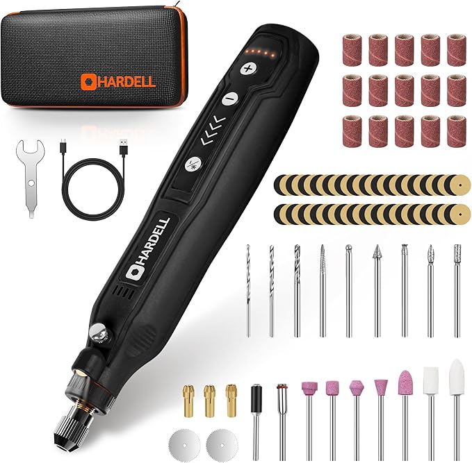 HARDELL Mini Cordless Rotary Tool Kit, 5-Speed and USB Charging by HARDELL