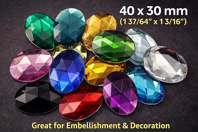 40x30mm Pink Rose Lite .RS72 Large Flat Back Oval Acrylic Rhinestones Cosplay - Image 4