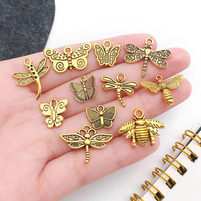 WOCRAFT 60pcs Antique Gold Butterfly Bracelet Charms - Image 2