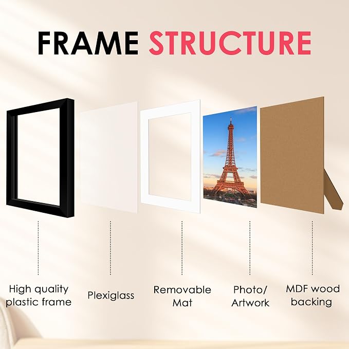 FIXSMITH 8x10 Picture Frame, Display Pictures 5x7 - Image 3