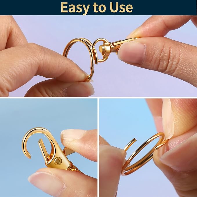 LEOBRO 60 PCS Swivel Snap Hooks and Key Rings, Keychain Clips and Key Chain - Image 4