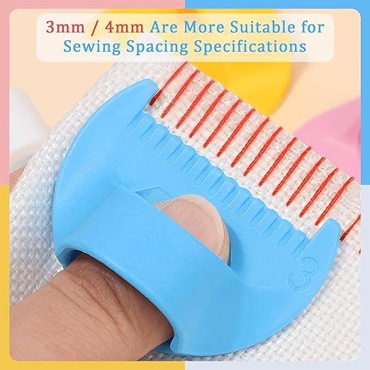 2 PCS Edge Lock Seam Guide, Mini Sewing Finger Ruler for Hand Sewing, DIY Sewing Kit Tool, Sewing Needle Gauge Measuring Guide White, 3mm+4mm