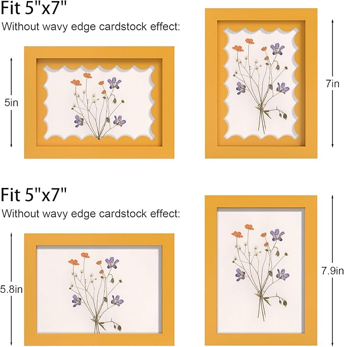 5x7 Picture Frame with Real Glass, Wooden cute 5 x 7 Photo Frame with Wavy Mat - Image 3