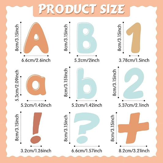 221 Pcs Bulletin Board Letters Round Alphabet Number Punctuation Symbol Combo Letter Cutouts Classroom Decoration for School Classroom Chalkboard Poster Board(Retro Boho)