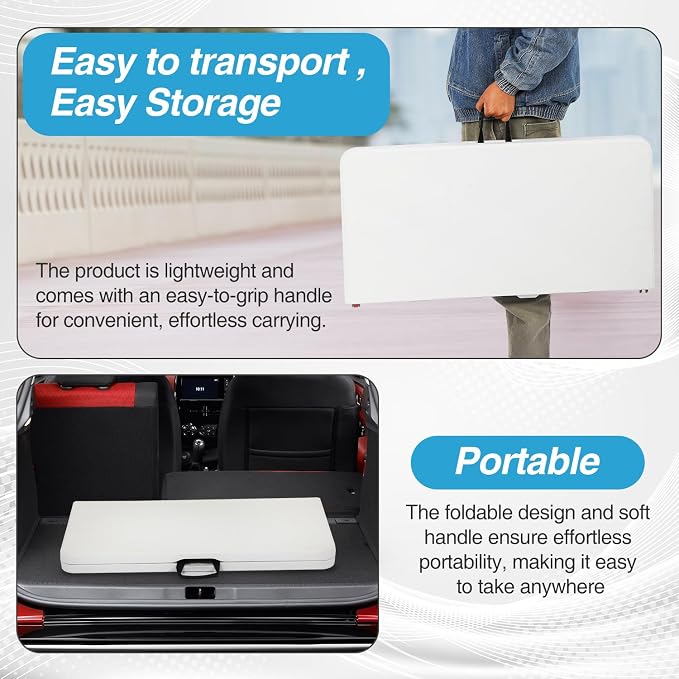 FDW 34" Folding Card Table Plastic, Portable Square Height - Image 7