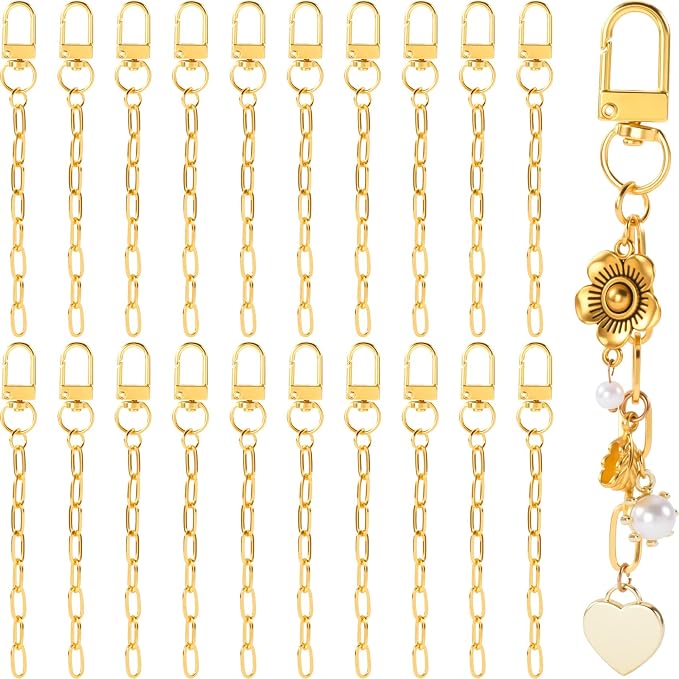 20pcs Gold Keychain Making Kit, Key Ring Swivel Snap Hook Chains, Extender by Unknown