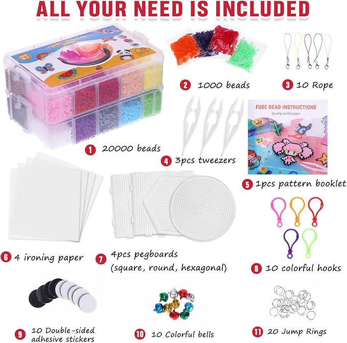 Fuse Beads Kit 24 Colors Melting Beads 21000 Pcs 5mm Beads - Image 2