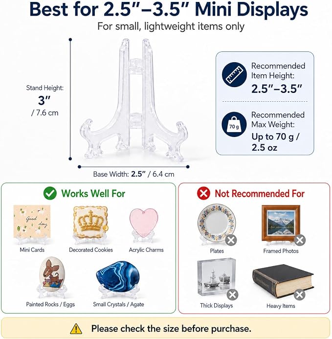 Artliving 3 Inch Acrylic Card Display Stands, Small Plastic Easels and - Image 3