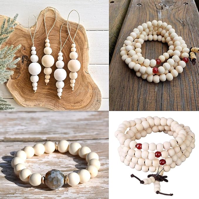 25mm Wooden Beads for Craft, Bead Garland, Farmhouse Decor - Image 3