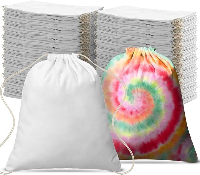 Saintrygo 48 Pcs Tie Dye Drawstring Bags Cotton Sublimation Blank Backpack Bulk by Saintrygo