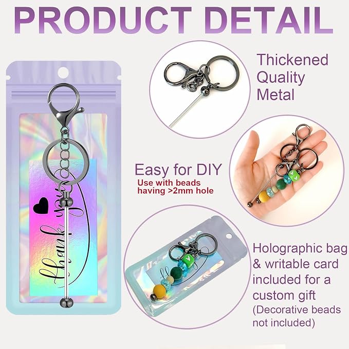 42/84/126 Pcs Beadable Keychain Bars Bulk Blank DIY Beaded Keychain Making - Image 2
