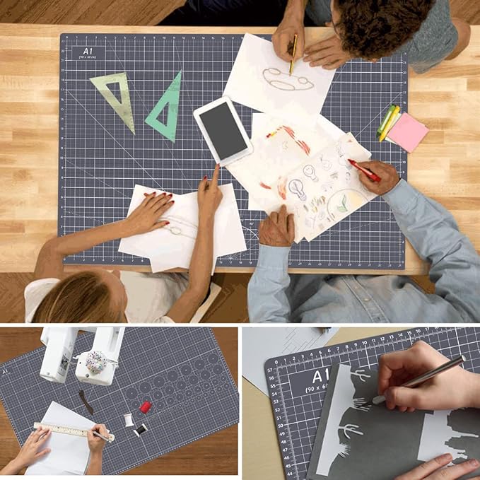 Headley Tools Thickened 24 x 36 Inch Self Healing Cutting Mat, Durable A1 Double Sided 5-Layer Craft Cutting Board for Fabric, Quilting, Sewing, Hobby, Scrapbooking, Arts and Crafts Project, Dark Gray