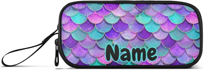 Custom Mermaid Scales Pencil Case Box Boys Girls Personalized Name Large Pencil - Image 6