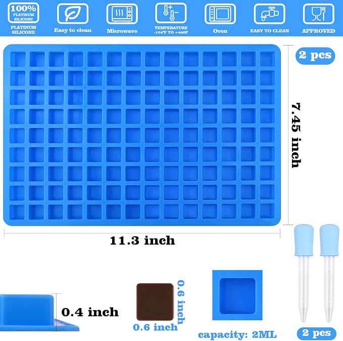Sakolla 2 Pack Square Silicone Candy Molds, Nonstick 126 Cavity Mini Silicone - Image 2
