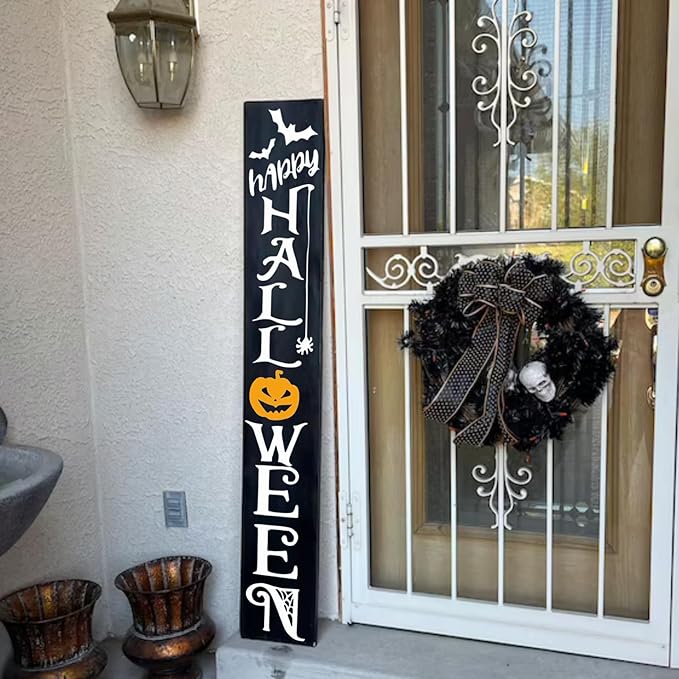Halloween Stencils for Painting on Wood Door Sign Reusable Large Holiday Stencil for Crafts Canvas Wall Shirts Cookie Drawing Paint Decorating (Halloween Sign)