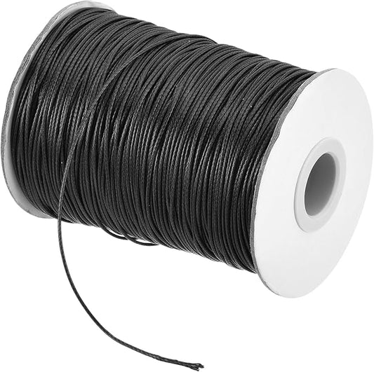 MECCANIXITY Waxed Cord 0.8mm Waxed Polyester Cord 175 Yard Wax String for Bracelet Making,Necklaces, Beading,Jewelry Making and DIY Crafts(Black)