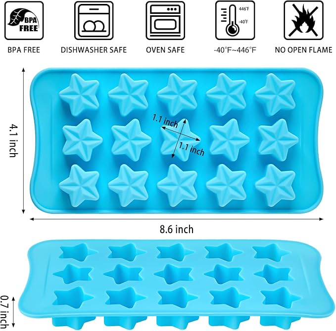 Flower Silicone Molds for Chocolate, 15-Cavity | Include Rose Heart Star Shapes - Image 2