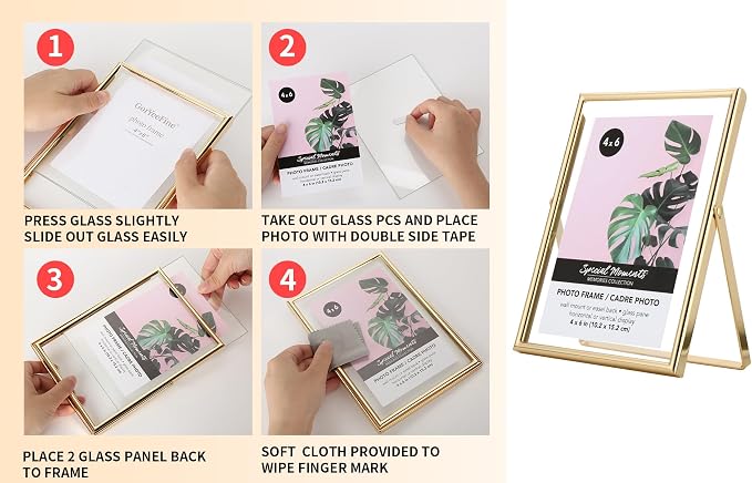 Gold 5x7" Floating Frame 2pack for Photo Sizesfor Adjustable Tabletop/Shelf - Image 9