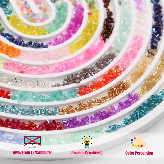 EuTengHao 19200Pcs Tube Beads Kit 3mm Glass Bugle Seed Beads - Image 5