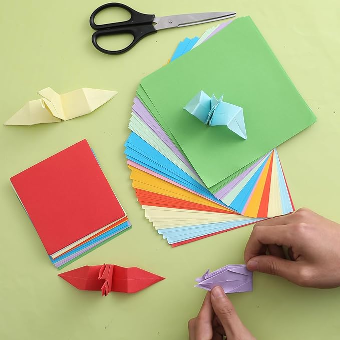 200 Pcs Origami Scrapbook, Paper Airplane Paper Double Sided Scrapbook Paper Origami 10x10 Origami 15x15 Square Mixed 10 Colors, Colored Construction Paper for Crafts and Art Folding
