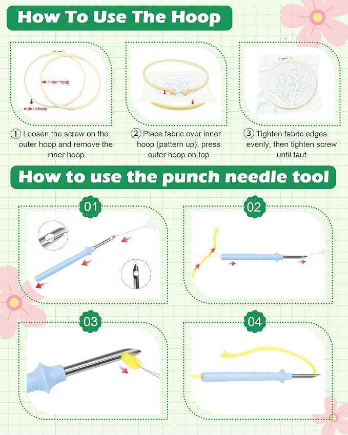 FIVEIZERO Punch Needle Kit for Beginners, Yarn Punch Needle Art Craft Kit for - Image 3