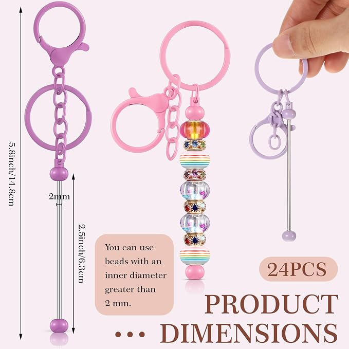 Tondiamo 24 Pcs Beadable Keychain Bars Bulk Beads - Image 3