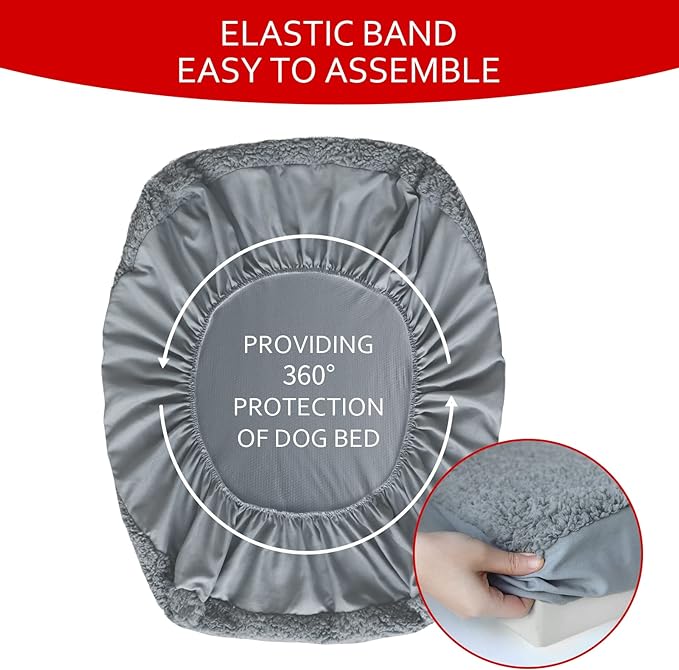 Dog Bed Covers Soft Plush Replacement Washable, Waterproof Pet Bed Liner Grey - Image 5
