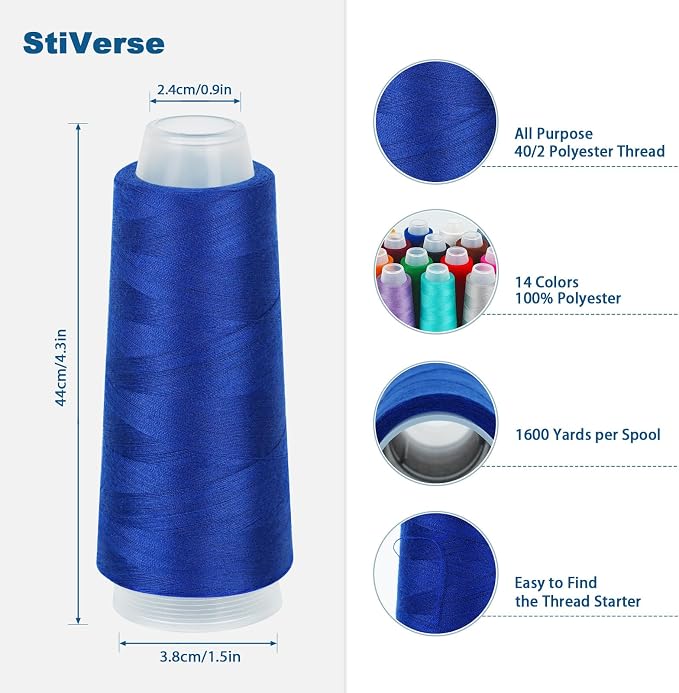 14 Pack Serger Thread Cones, 40S/2-1600 Yards Overlock Sewing Thread - Image 2