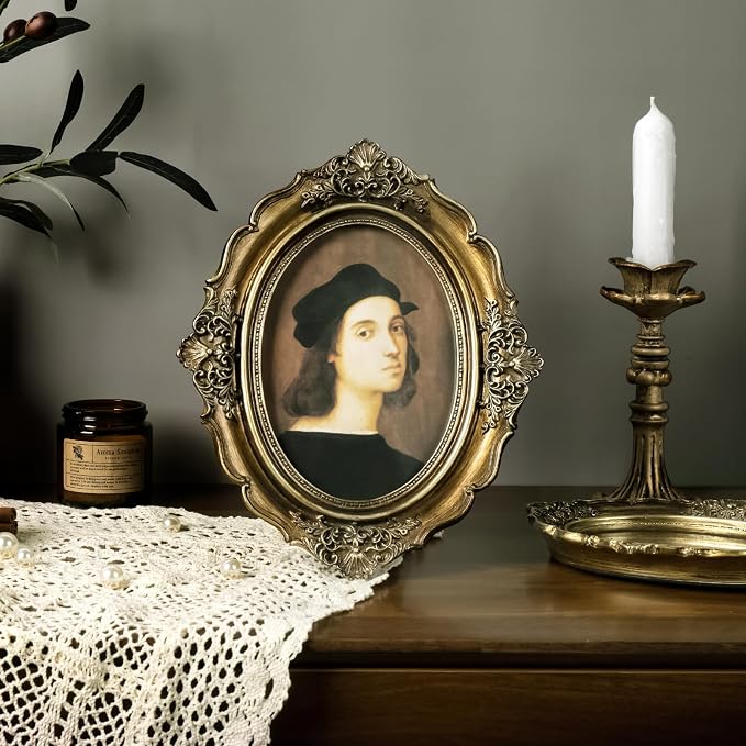 Cuspin 5x7 Picture Frame Gold Oval Frames, Vintage Bronze Hand-Crafted Resin - Image 7