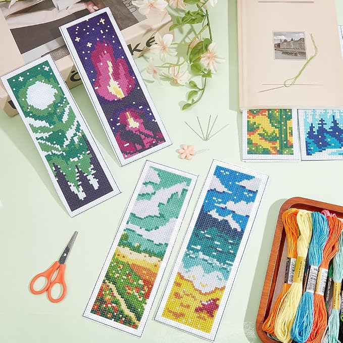 INFUNLY 6PCS Landscape Cross Stitch Bookmark Kit - Image 3