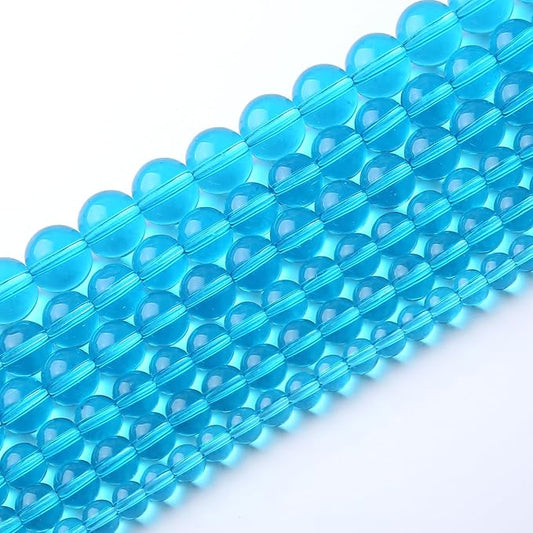 90pcs 4mm Topaz Blue Crystal Glass Round Loose Spacer Beads for Jewelry Making DIY Bracelet Necklace Healing Power Stone