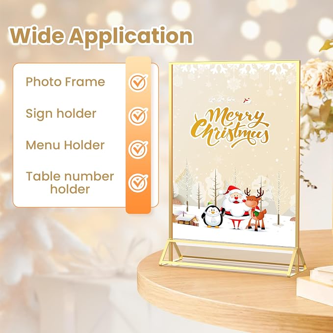 Double-Sided Gold Frames 4X6 Acrylic Sign Holder -6 Pack | Gold Picture Frames - Image 6