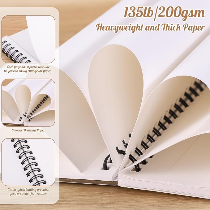 3 Pack Marker Paper Pad, 5×7in Double Sided Bleedproof Sketch Pad, 135lb/200gsm - Image 4