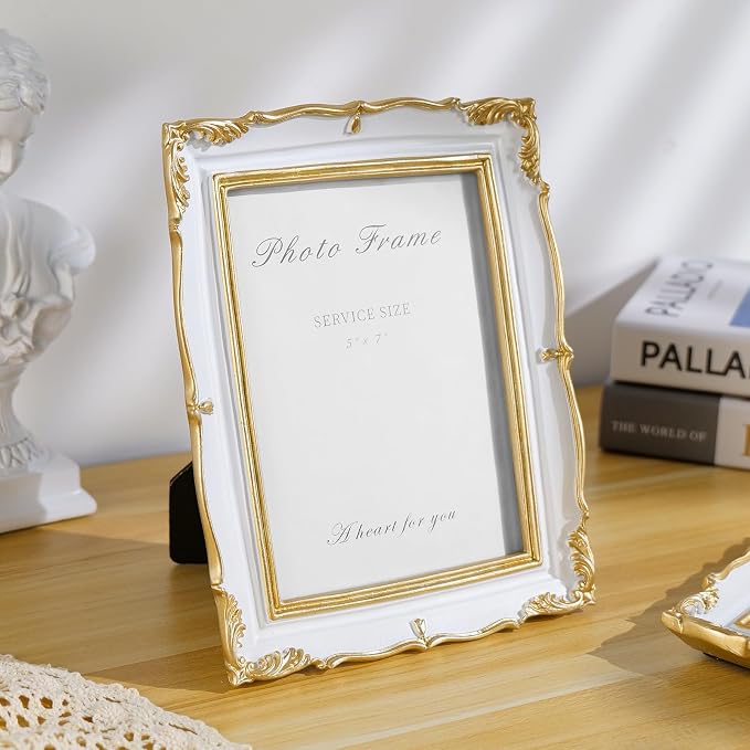 Cuspin 5x7 Vintage Picture Frame, Ornate Wedding Picture Frame - Image 2