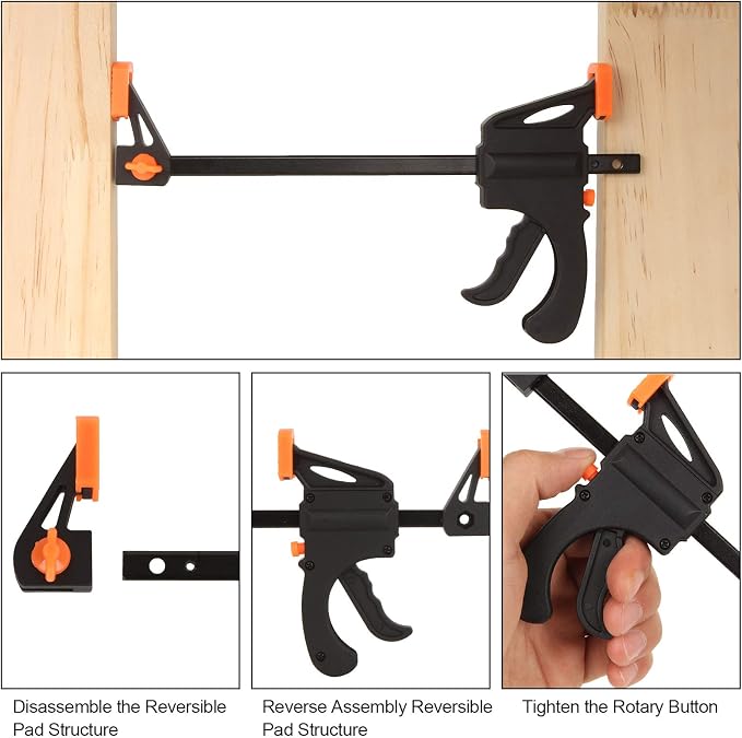 4 Inch Bar Clamps for Woodworking, 8 Pack Quick Grip Clamps Trigger Clamp One - Image 5