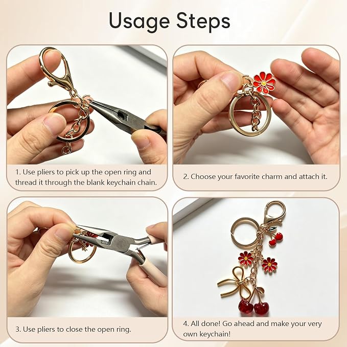 20pcs Keychain Making Kit with Key Rings Lobster Clasp Chain - Image 3