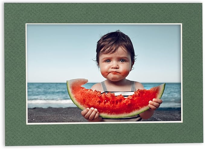 11x14 Mat for 8.5x11 Photo - Precut Hunter Green Picture Matboard for Frames Measuring 11 x 14 Inches - Bevel Cut Matte to Display Art Measuring 8.5 x 11 Inches - Acid Free Pack of 25 MATS