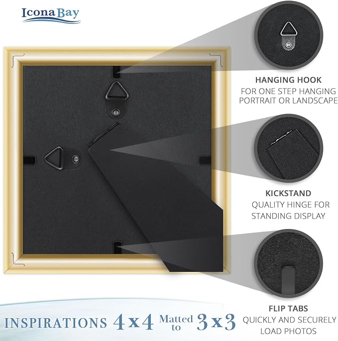 4x4 Picture Frames with 3x3 Mat, 6 Pack, Contemporary, Inspirations | These - Image 4