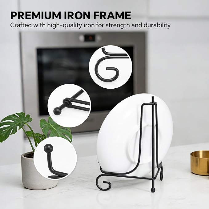 Artliving Plate Stands for Display, 4 Inch Black Iron Easel Plate Display Photo - Image 8