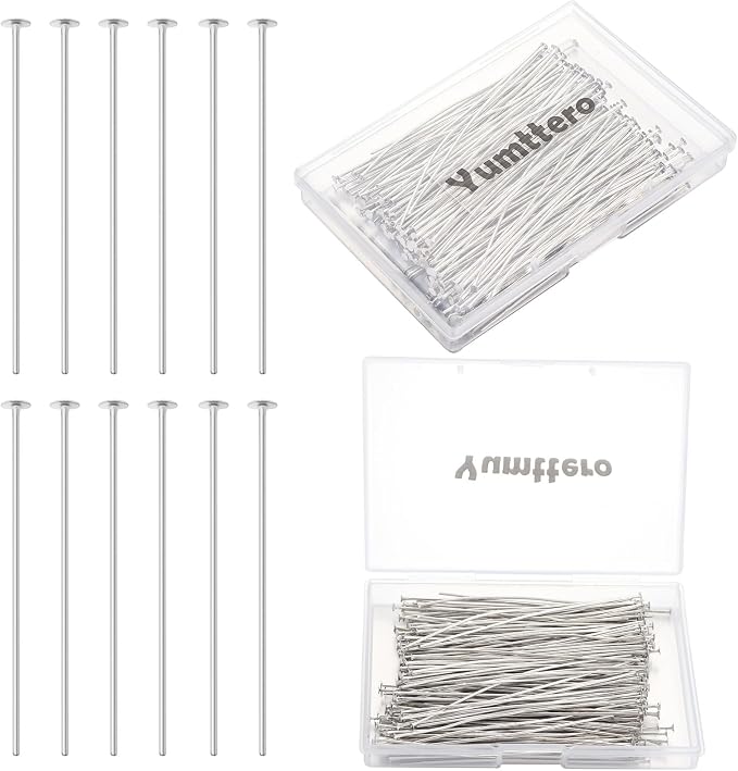 200 Pcs 70mm/2.76 Inch 21 Gauge Head Pins by Yumttero