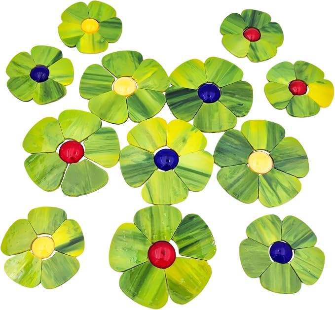Esweny 12 Flower Stained Glass Mosaic Tiles - Image 6
