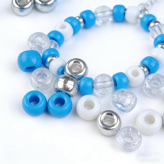1000PCS 6x9mm Blue and White Pony Beads, Kandi Beads - Image 5