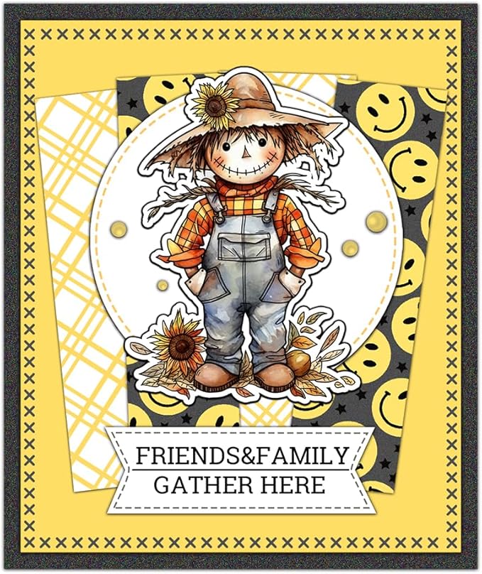 Halloween Clear Silicone stampReusable Stamp with Pumpkins, Skulls, Bats, Santa Claus, and Holiday Designs. Used for Making Cards, scrapbooks, and DIY templates (Scarecrow)